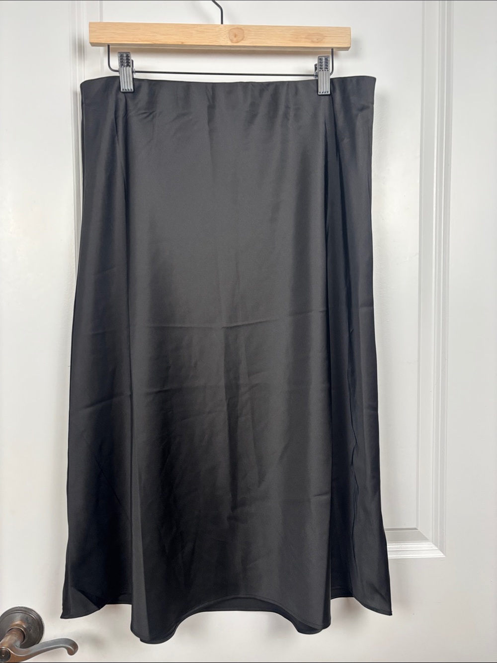 Classic Black Midi Satin Skirt